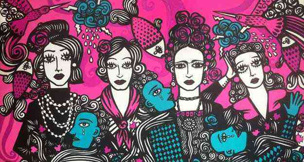 Chanel, Maria Bonita, Frida e Piaf em Angicos: acrlica sobre tela - Rogrio Fernandes/ www.rogeriofernandes.com.br