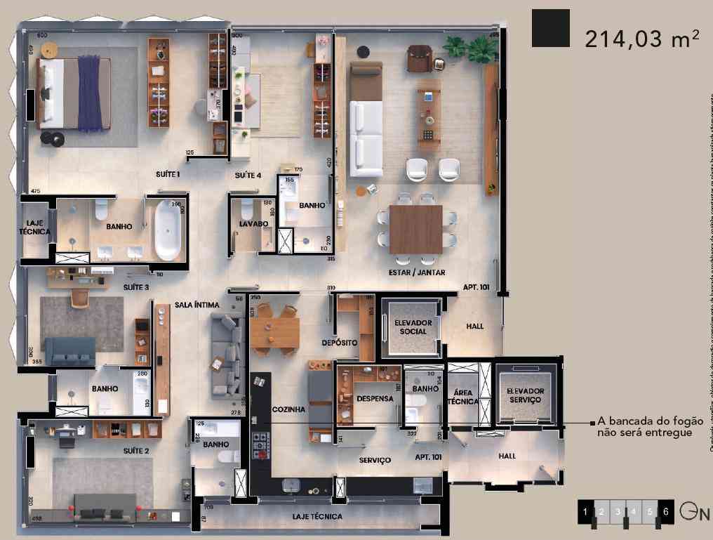 Apartamento com 4 quartos à venda no bairro Noroeste, 214m²