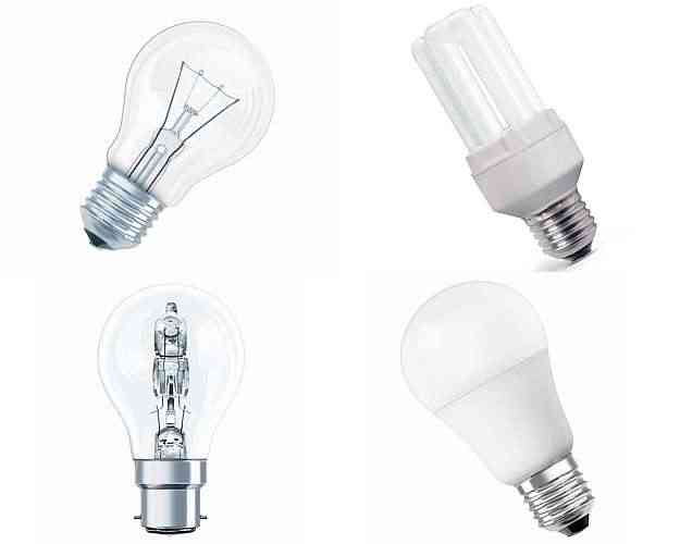 As lmpadas incandescentes de 60 watts (esquerda, acima) esto dando lugar s fluorescentes (direita acima), halgenas (abaixo, esquerda) e de LED (abaixo,  direita) - OSRAM/Divulgao