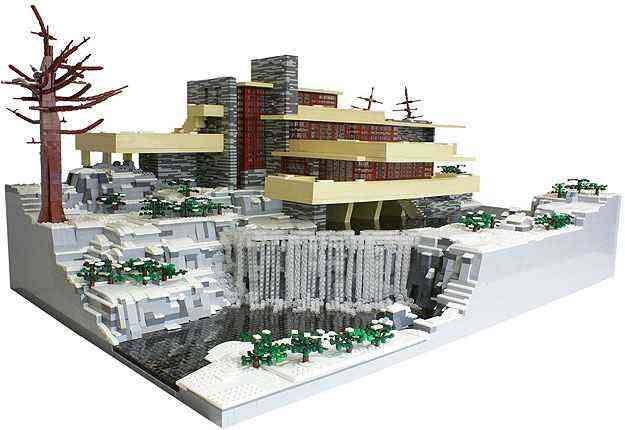 Rplica da 'Fallingwater house', clssico de Frank Lloyd Wright - LEGO/Divulgao