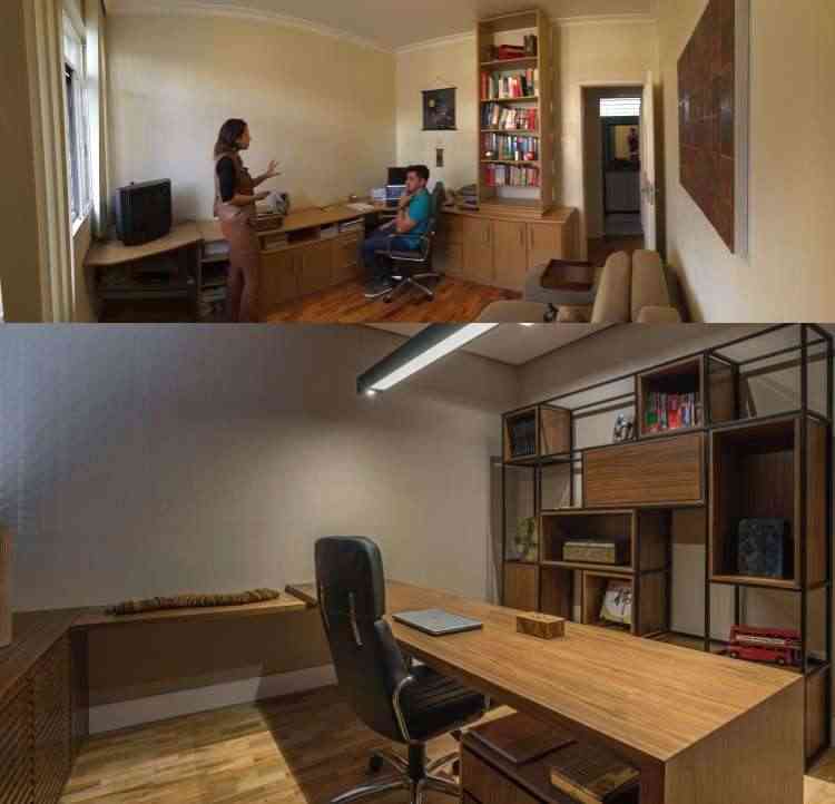 Antes e depois: mudanas no escritrio permitiram aumento da produtividade do morador Cludio Ikemura  - Daniel Mansur/Divulgao