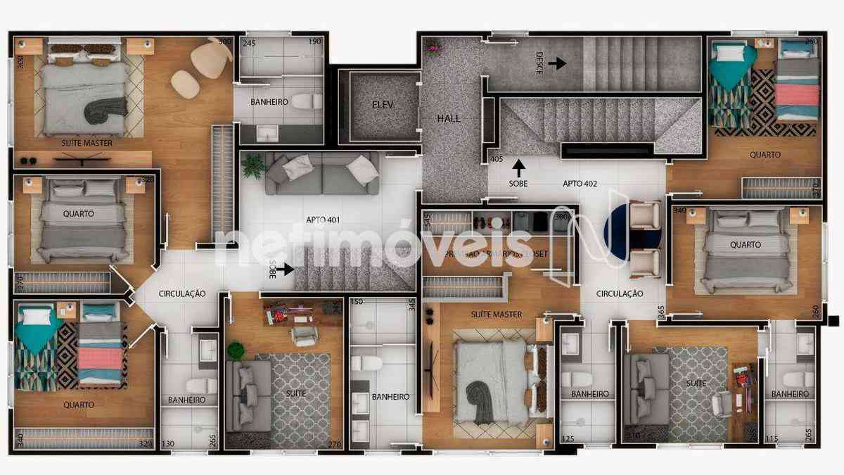 Apartamento com 4 quartos à venda no bairro Santa Rosa, 160m²